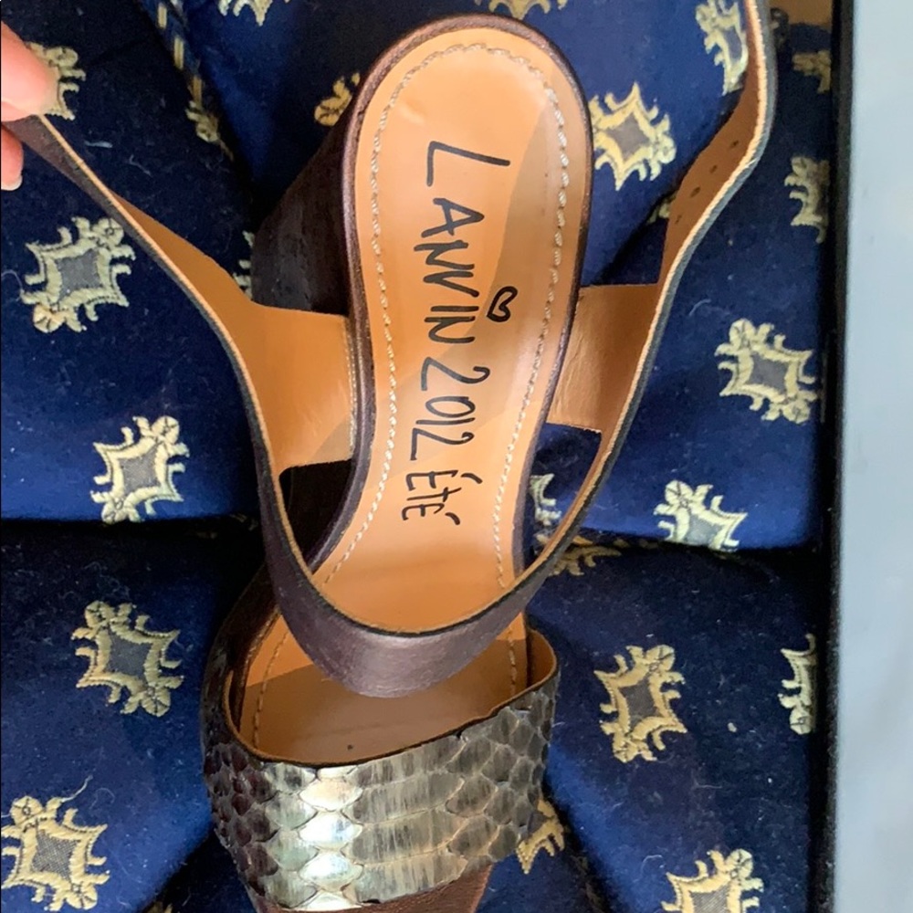 Lanvin Cork And Python Wedge Sandals - image 4